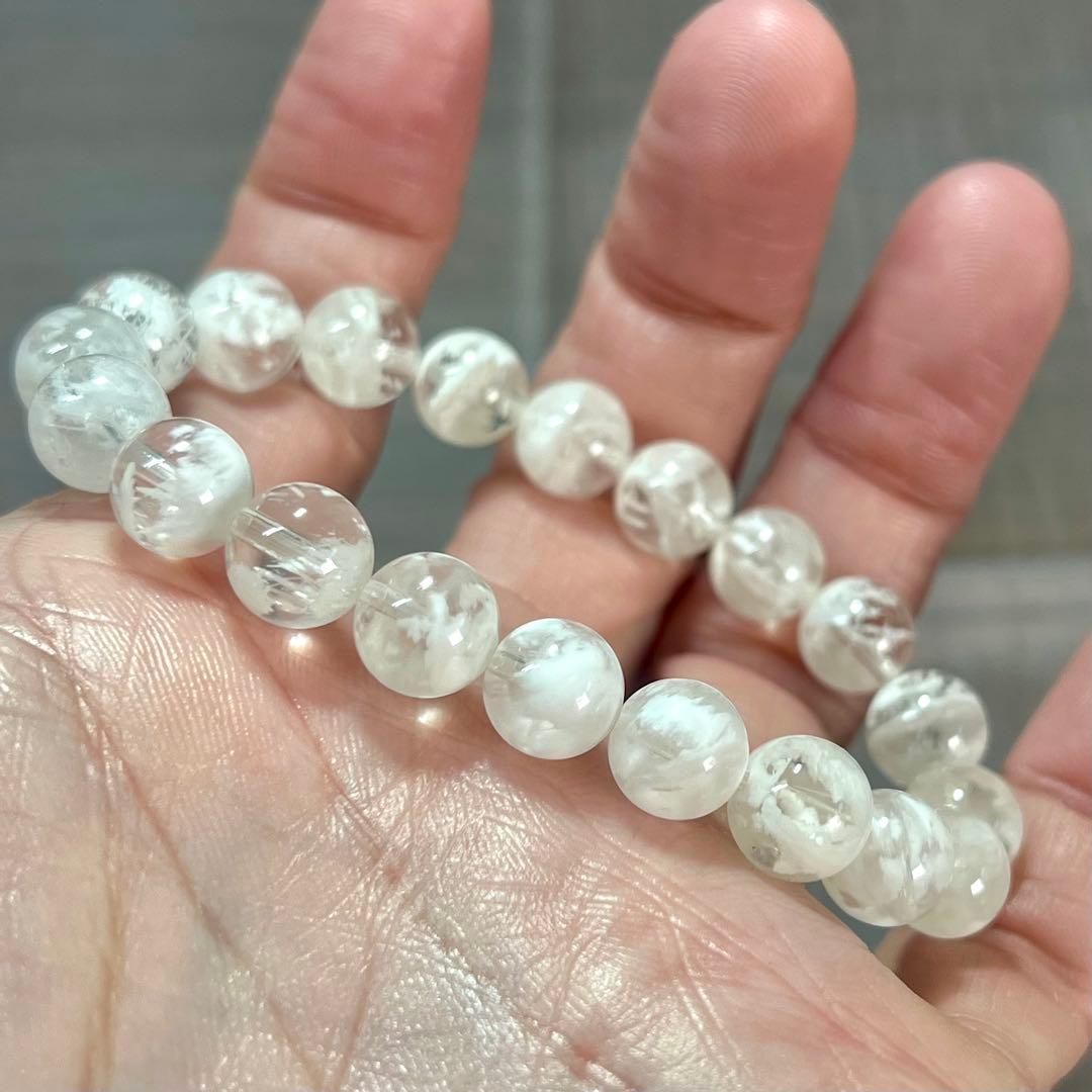 高品質　人気　コットンインクルージョンクォーツブレスレット　セリサイト　1