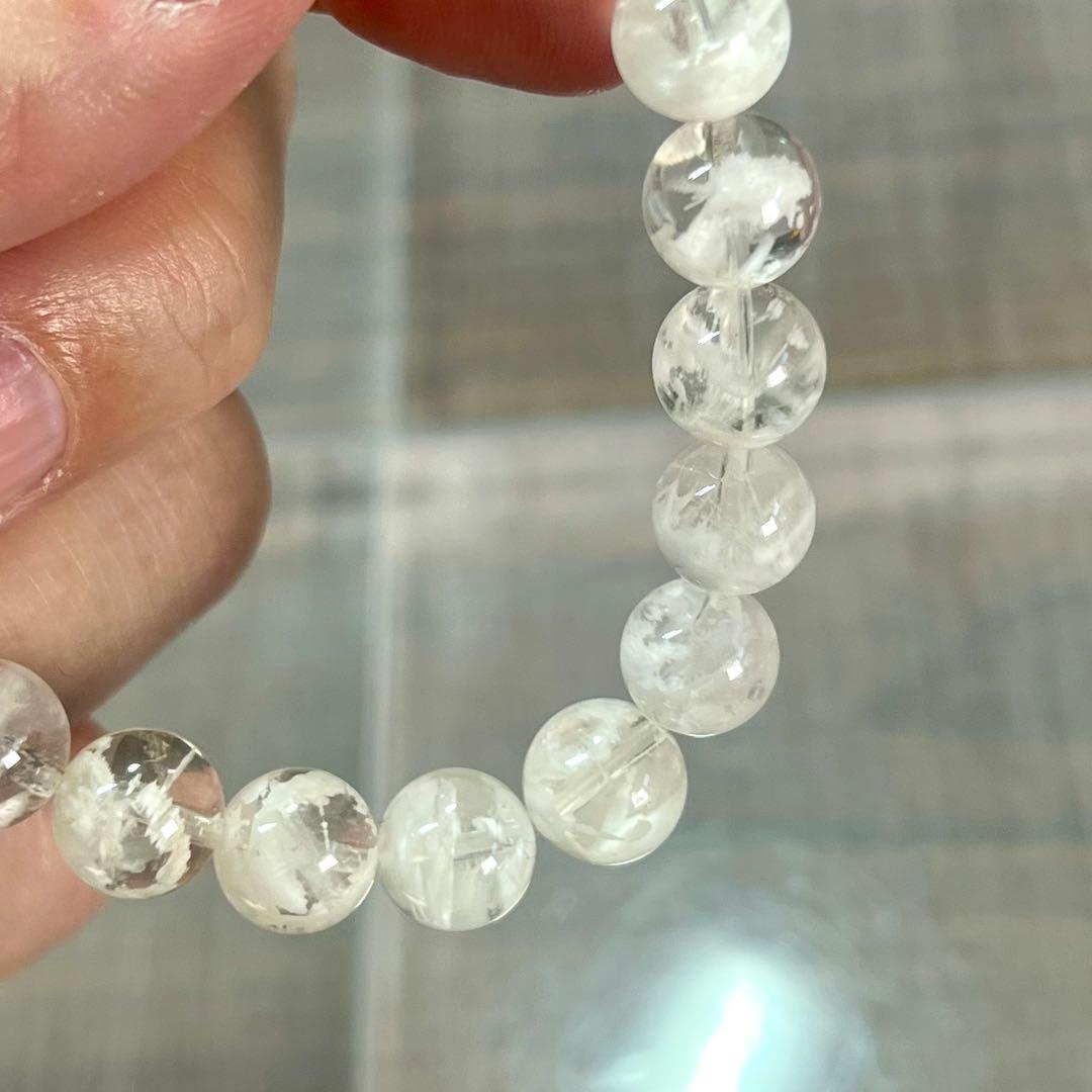 高品質　人気　コットンインクルージョンクォーツブレスレット　セリサイト　1