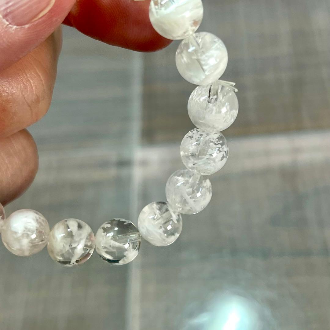 高品質　人気　コットンインクルージョンクォーツブレスレット　セリサイト　1