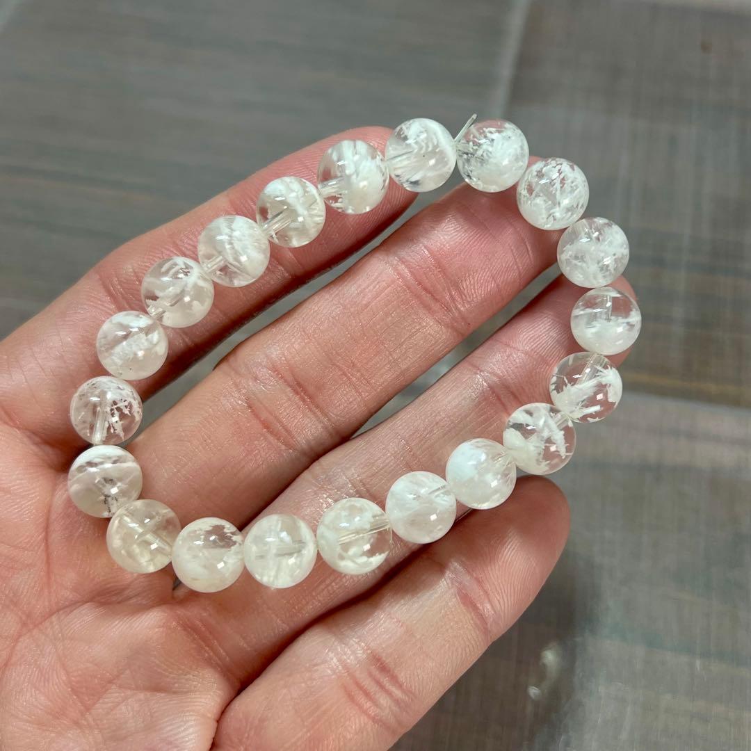 高品質　人気　コットンインクルージョンクォーツブレスレット　セリサイト　1