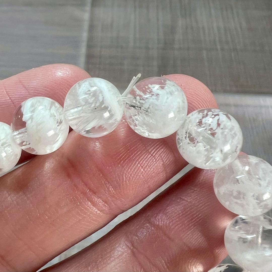 高品質　人気　コットンインクルージョンクォーツブレスレット　セリサイト　1