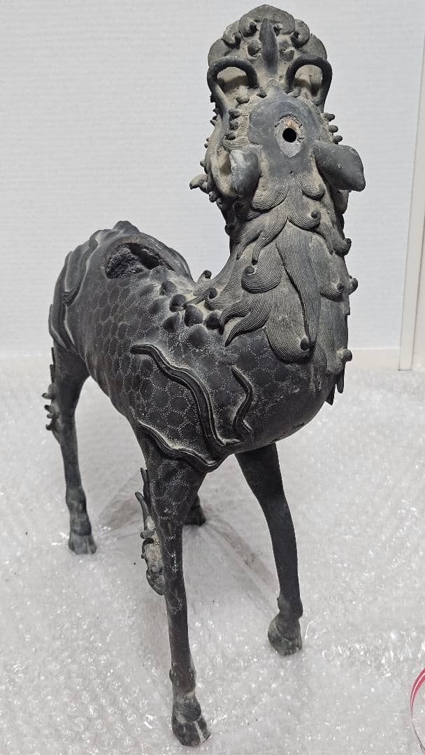 【骨董・希少】麒麟 香炉 銅製（金工）置物 時代物 アンティーク
