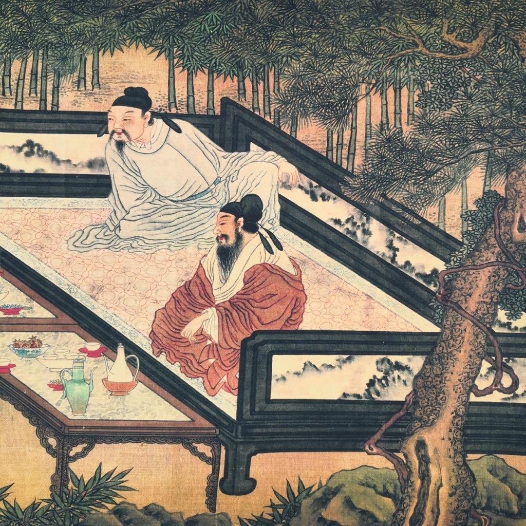 十八学士図 長巻 掛軸 340cm 大作