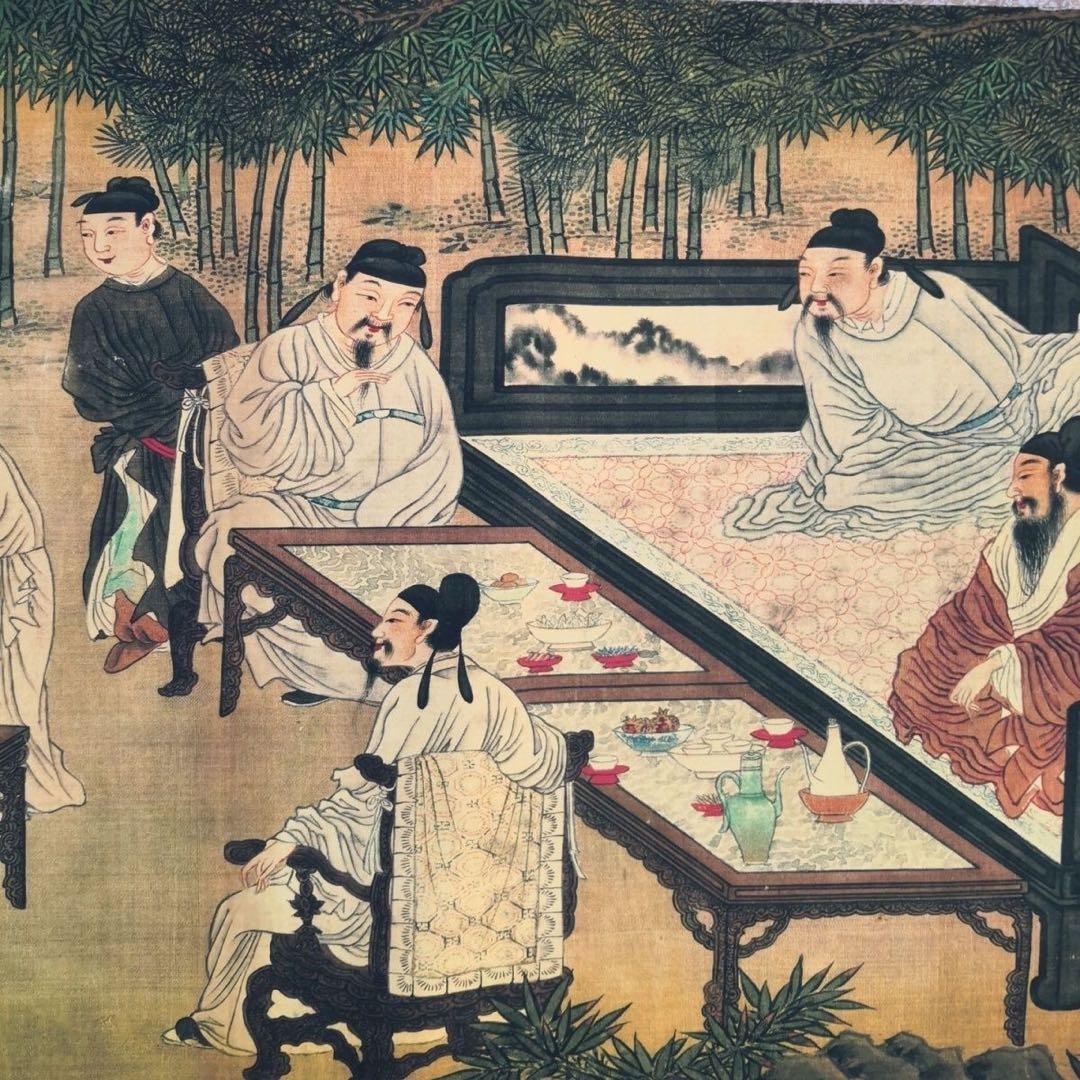 十八学士図 長巻 掛軸 340cm 大作