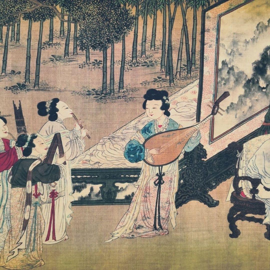 十八学士図 長巻 掛軸 340cm 大作