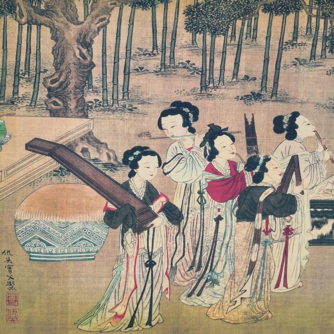 十八学士図 長巻 掛軸 340cm 大作