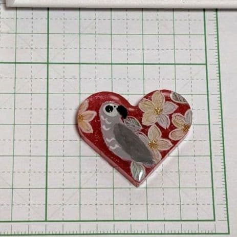 ヨウム　レジンヘアゴム　振り返り　ハート形