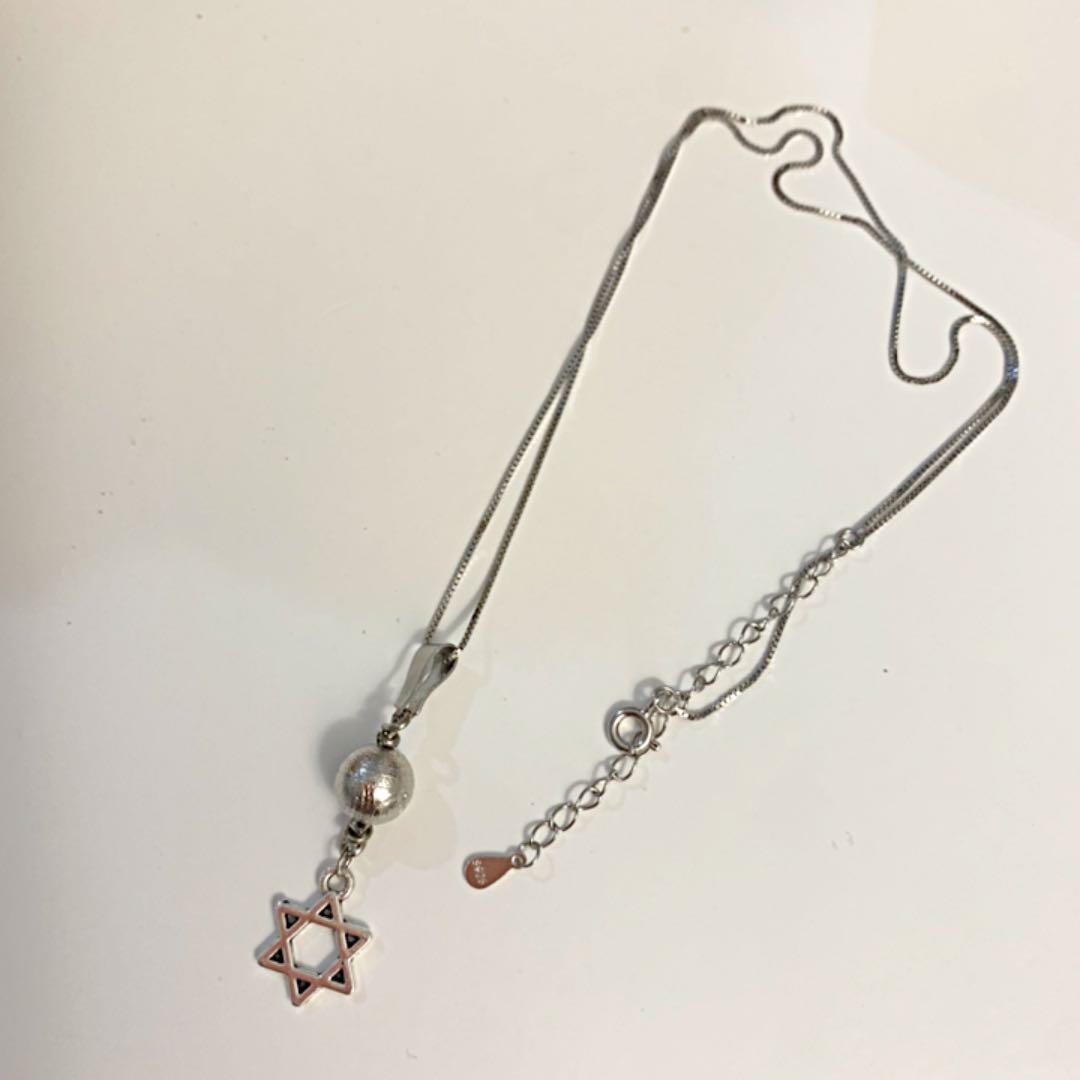【ナミビア産】鉄隕石☆ギベオン×ダビデの星　六芒星　 シルバー925ペンダント