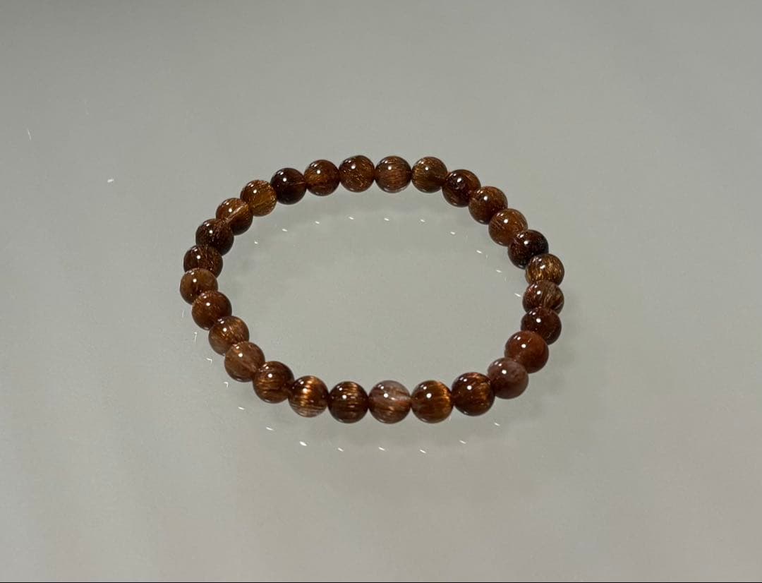 ゴールドキャッツアイルチル　ブレスレット⑧径１６ｃｍ（６．５〜７mm珠）