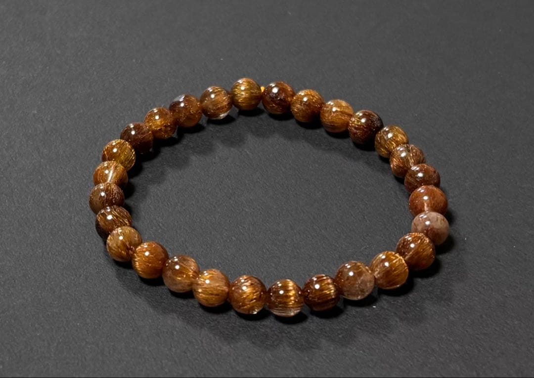 ゴールドキャッツアイルチル　ブレスレット⑧径１６ｃｍ（６．５〜７mm珠）