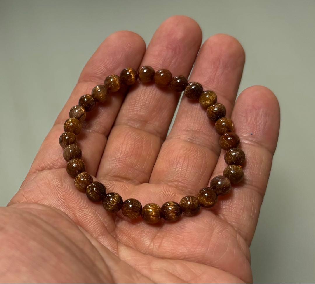 ゴールドキャッツアイルチル　ブレスレット⑧径１６ｃｍ（６．５〜７mm珠）