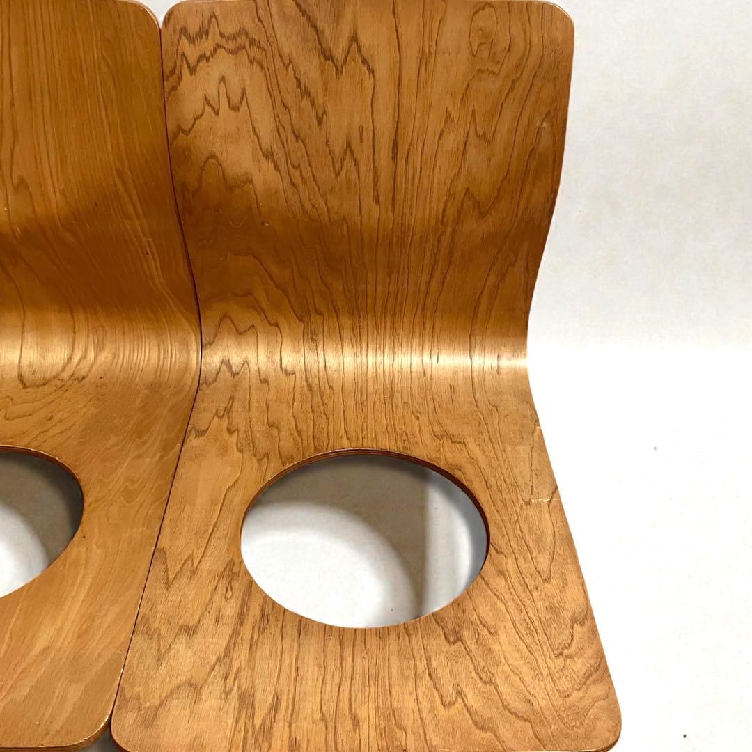 【良品】Tendo 天童木工　座椅子　曲木　ケヤキ板目　2脚セット