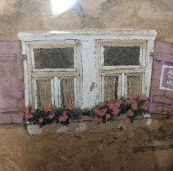 肉筆 ｊOkazaki Yoshikazuのプレートがついた素敵な額と水彩画