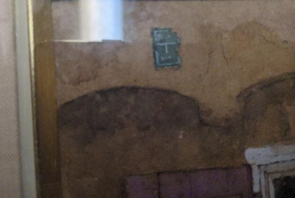 肉筆 ｊOkazaki Yoshikazuのプレートがついた素敵な額と水彩画