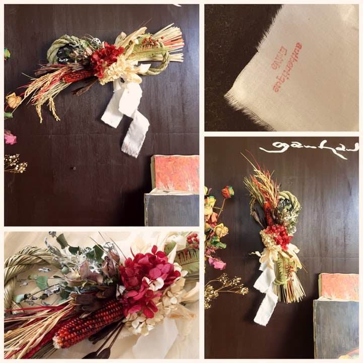 2自家栽培無農薬 しめ縄 正月飾り ドライフラワー プリザーブド コーン 紫陽花