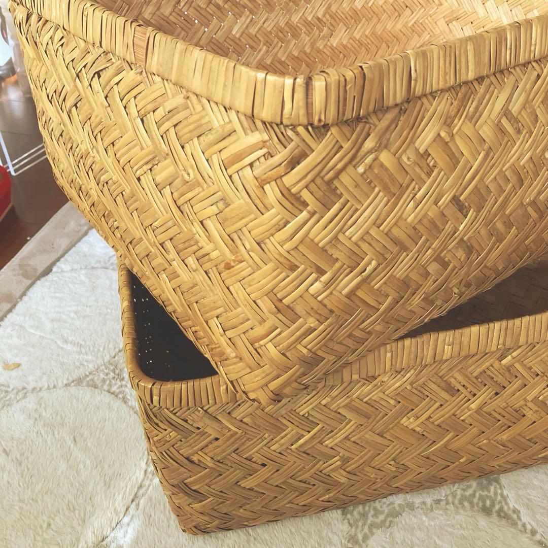 昭和レトロ 大きいサイズ 行李 クリーニング済み 収納 籠