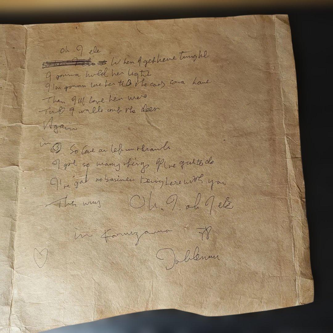 希少　John Lennon 歌詞　直筆　軽井沢　1978 ビートルズ　未鑑定