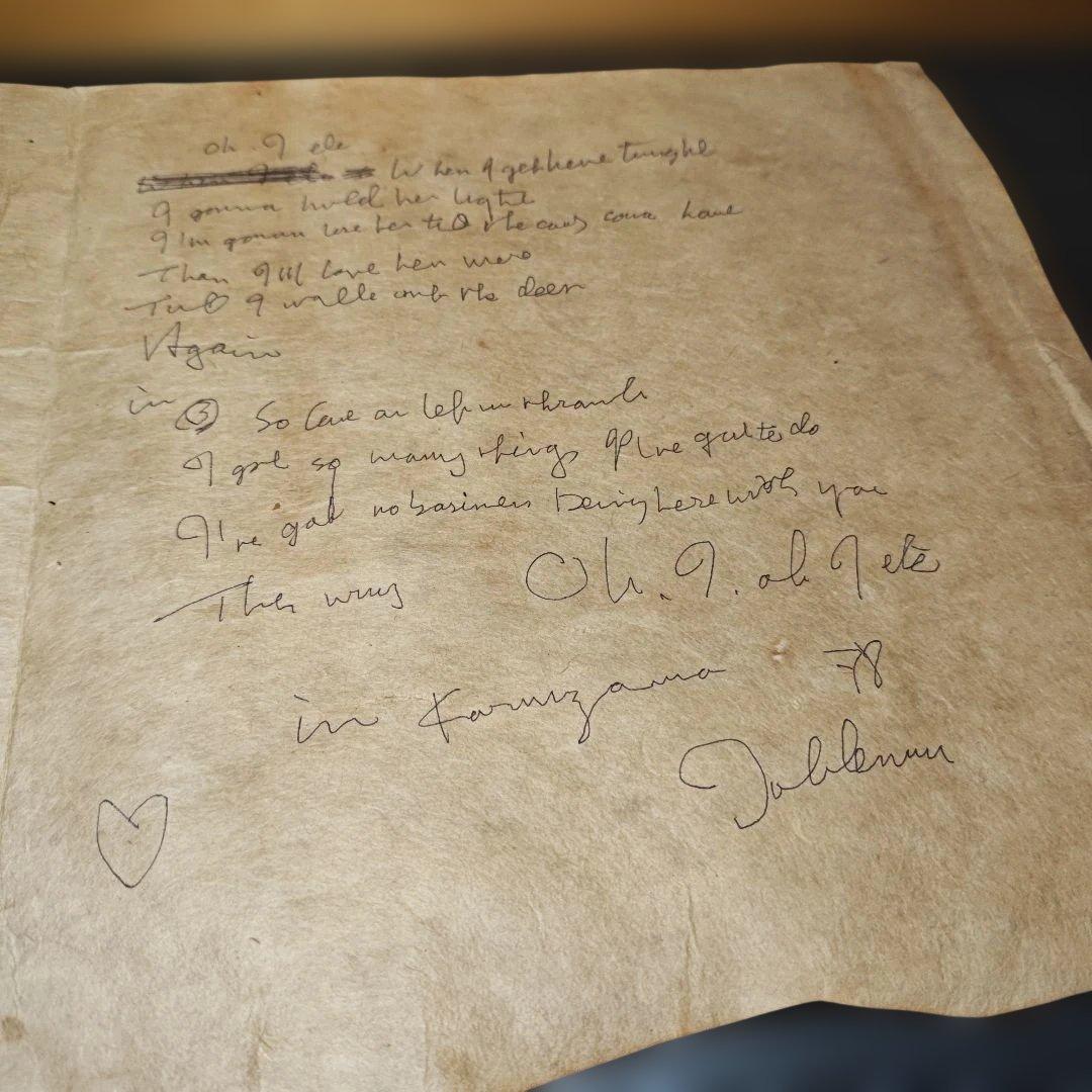 希少　John Lennon 歌詞　直筆　軽井沢　1978 ビートルズ　未鑑定