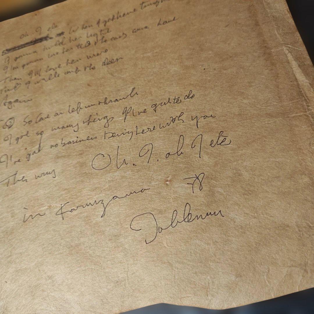 希少　John Lennon 歌詞　直筆　軽井沢　1978 ビートルズ　未鑑定