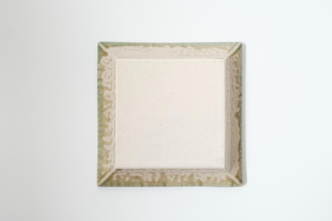 明石庄作　刷毛目花紋角皿 3枚セット　益子焼