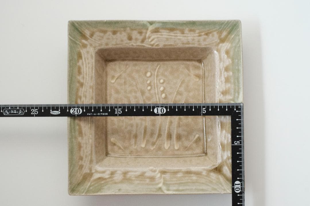 明石庄作　刷毛目花紋角皿 3枚セット　益子焼