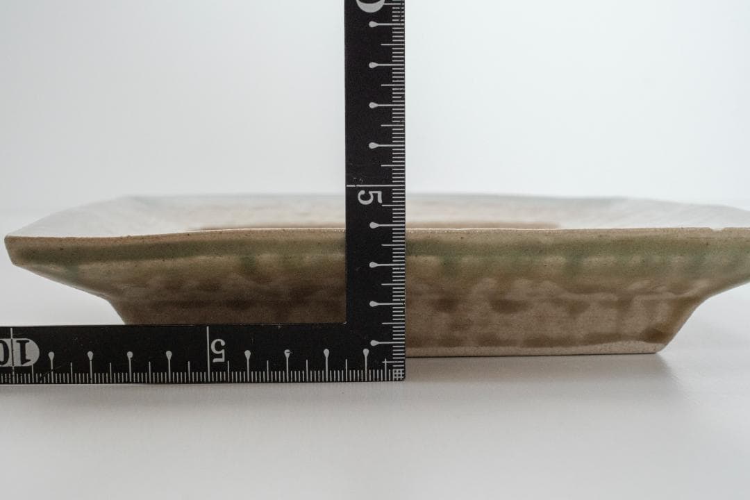 明石庄作　刷毛目花紋角皿 3枚セット　益子焼