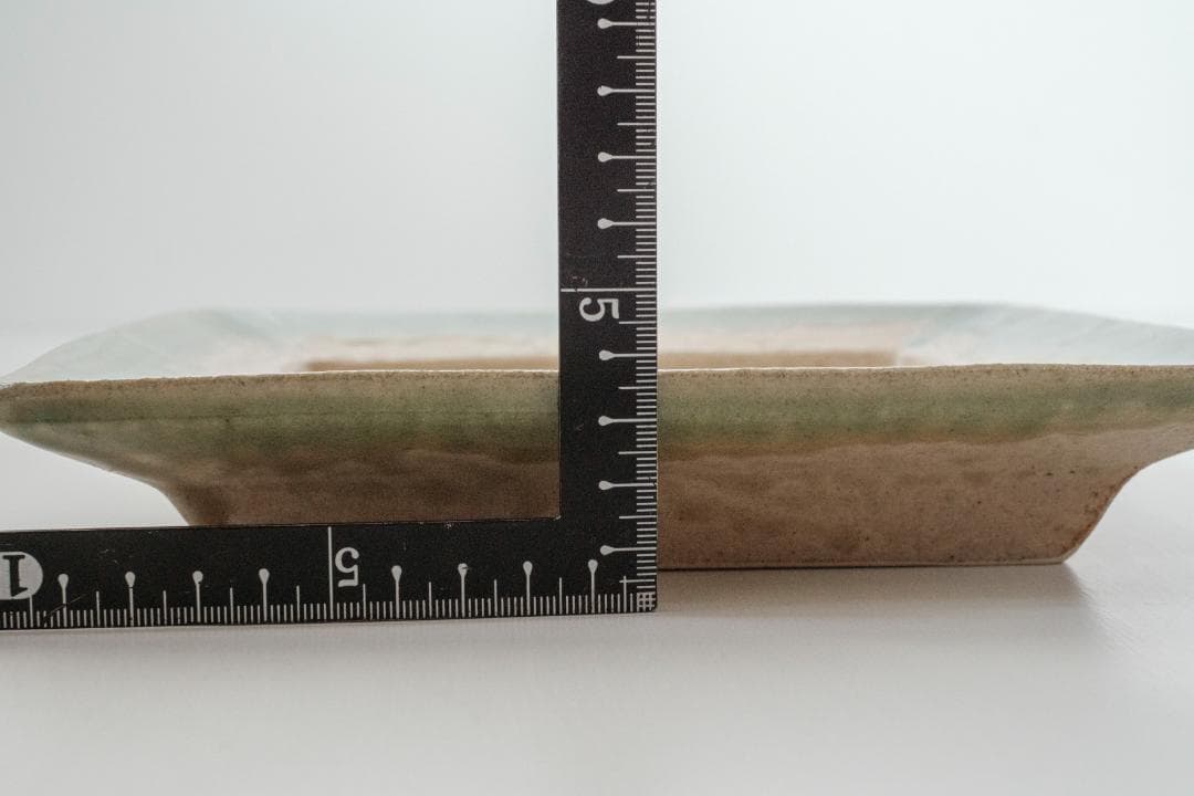 明石庄作　刷毛目花紋角皿 3枚セット　益子焼