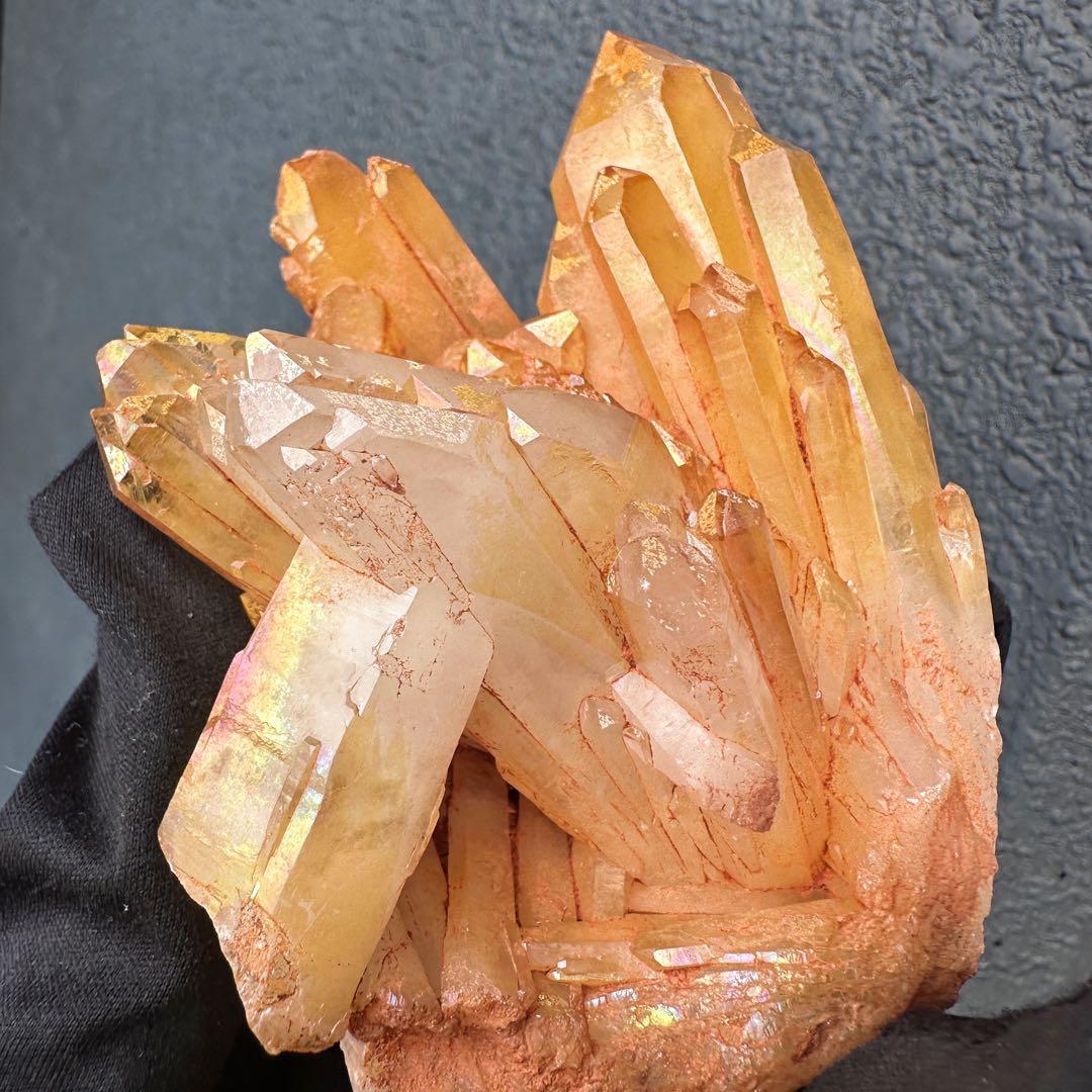 希少 極上❗️ヒマラヤ ゴールデンヒーラー クラスター 水晶癒し天然石A1604