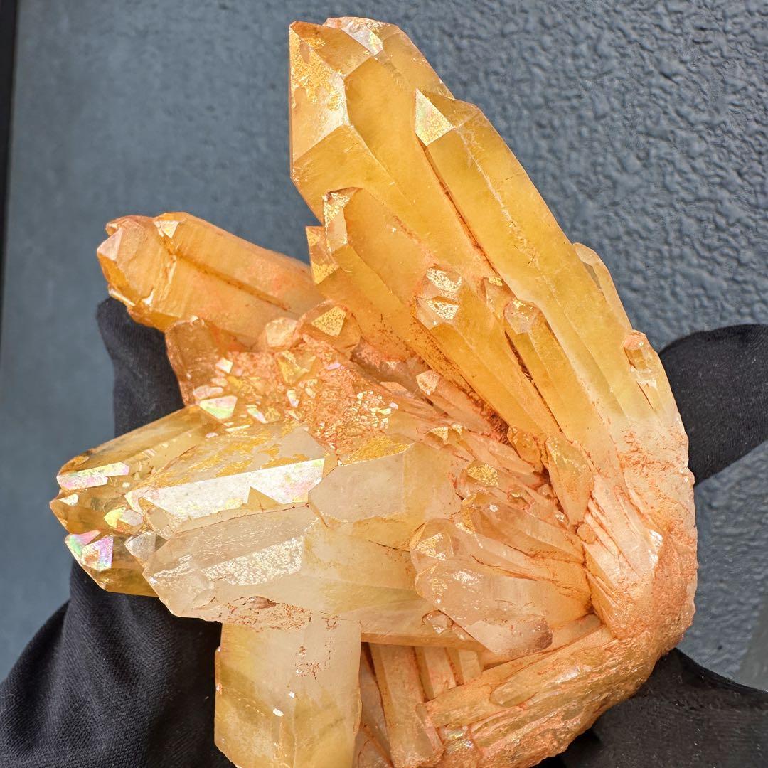 希少 極上❗️ヒマラヤ ゴールデンヒーラー クラスター 水晶癒し天然石A1604