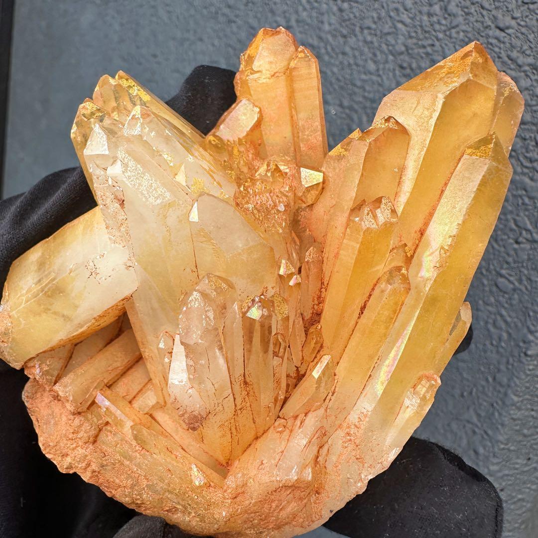 希少 極上❗️ヒマラヤ ゴールデンヒーラー クラスター 水晶癒し天然石A1604