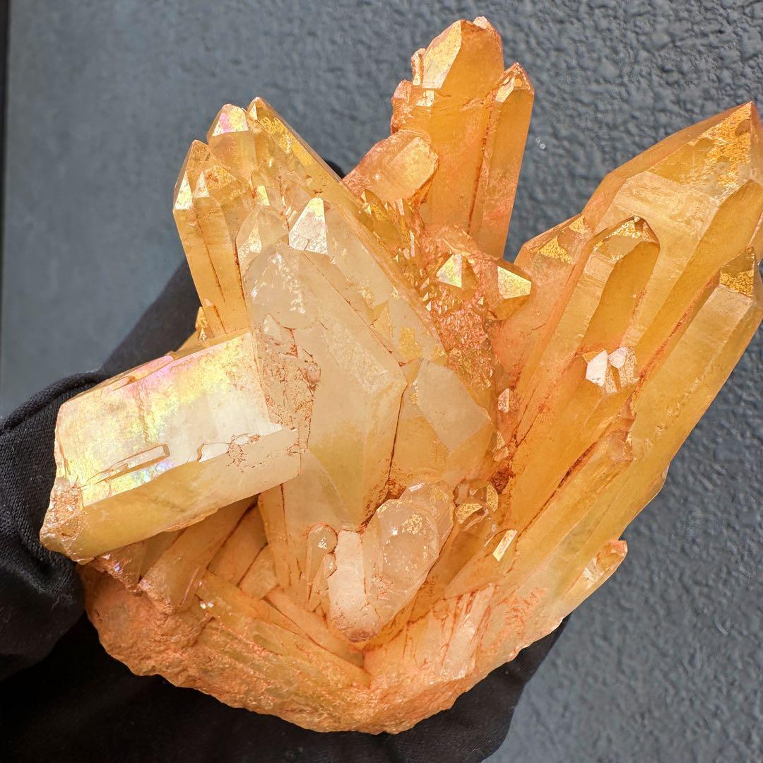 希少 極上❗️ヒマラヤ ゴールデンヒーラー クラスター 水晶癒し天然石A1604