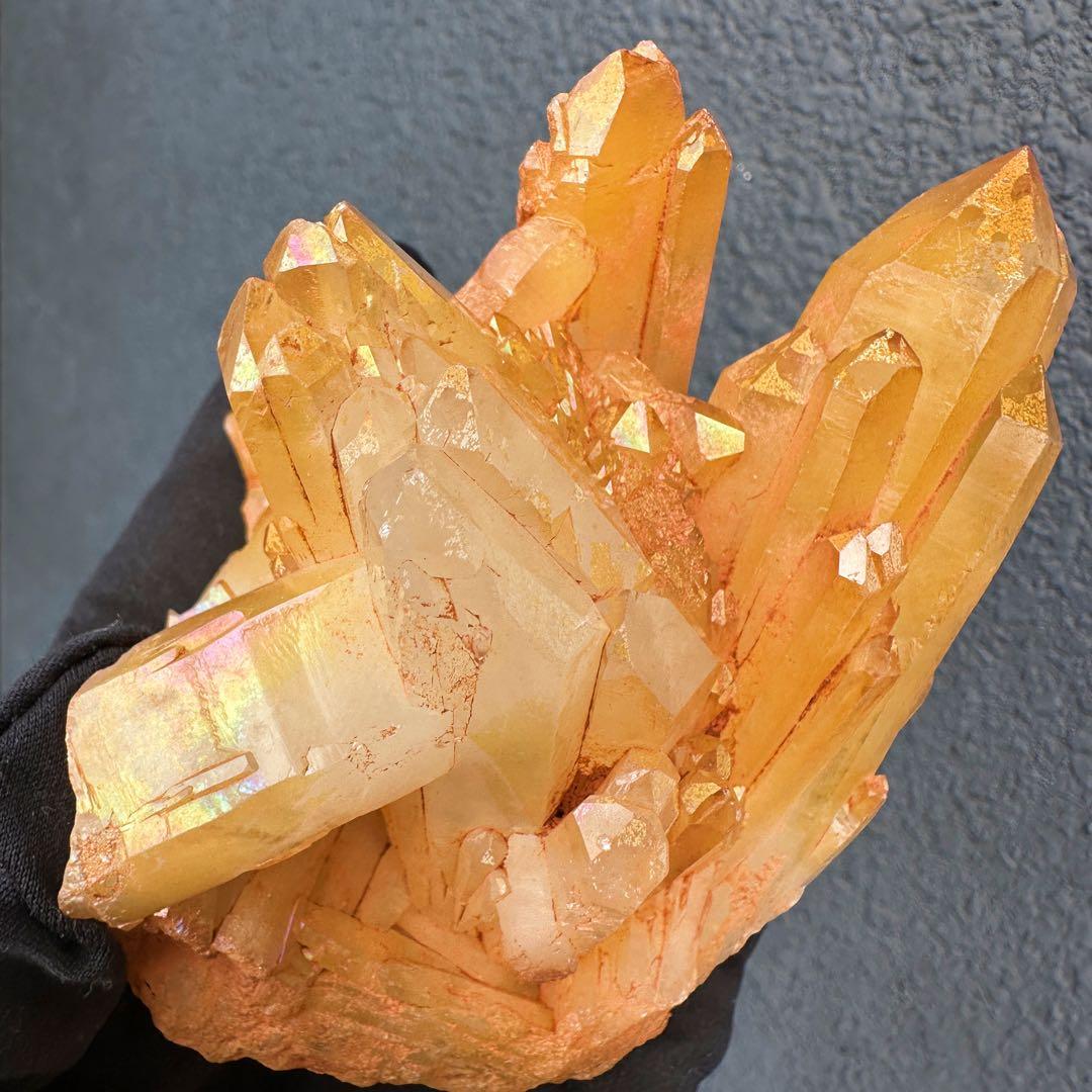 希少 極上❗️ヒマラヤ ゴールデンヒーラー クラスター 水晶癒し天然石A1604