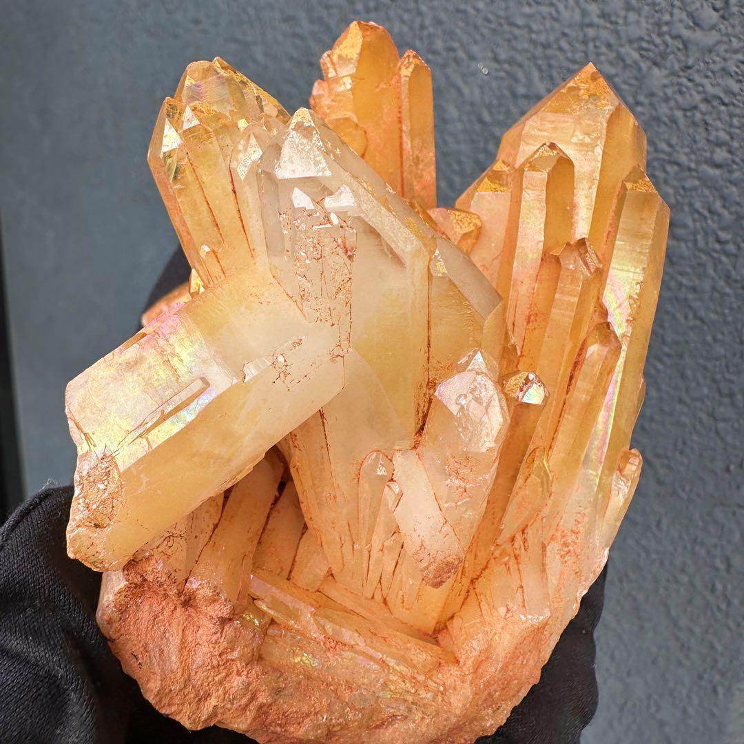 希少 極上❗️ヒマラヤ ゴールデンヒーラー クラスター 水晶癒し天然石A1604