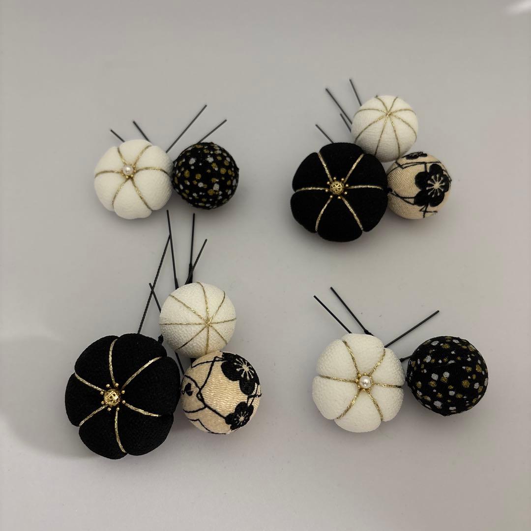 確認用　髪飾り　扇子　房　和玉　梅の花　成人式　七五三　卒業式　お祭り　縮緬