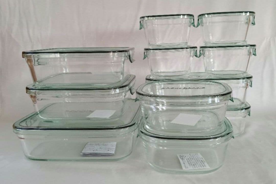 iwaki(イワキ) 耐熱ガラス 保存容器 セット パック&レンジ　グリーン　②