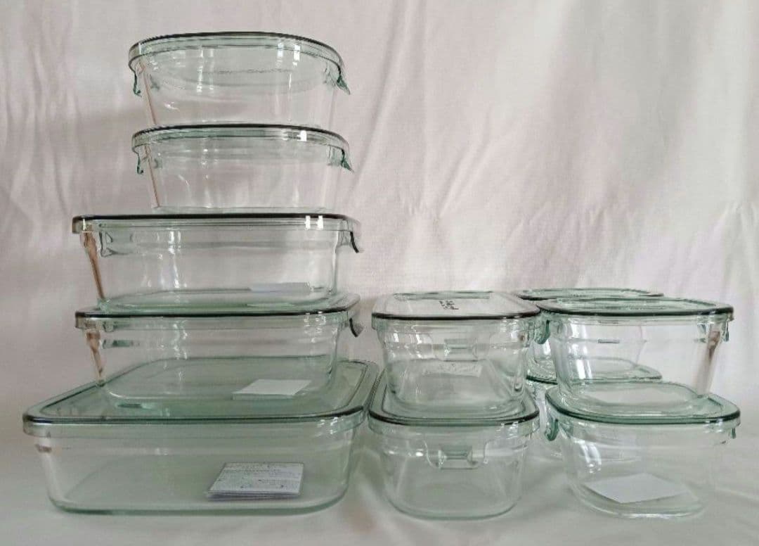 iwaki(イワキ) 耐熱ガラス 保存容器 セット パック&レンジ　グリーン　②