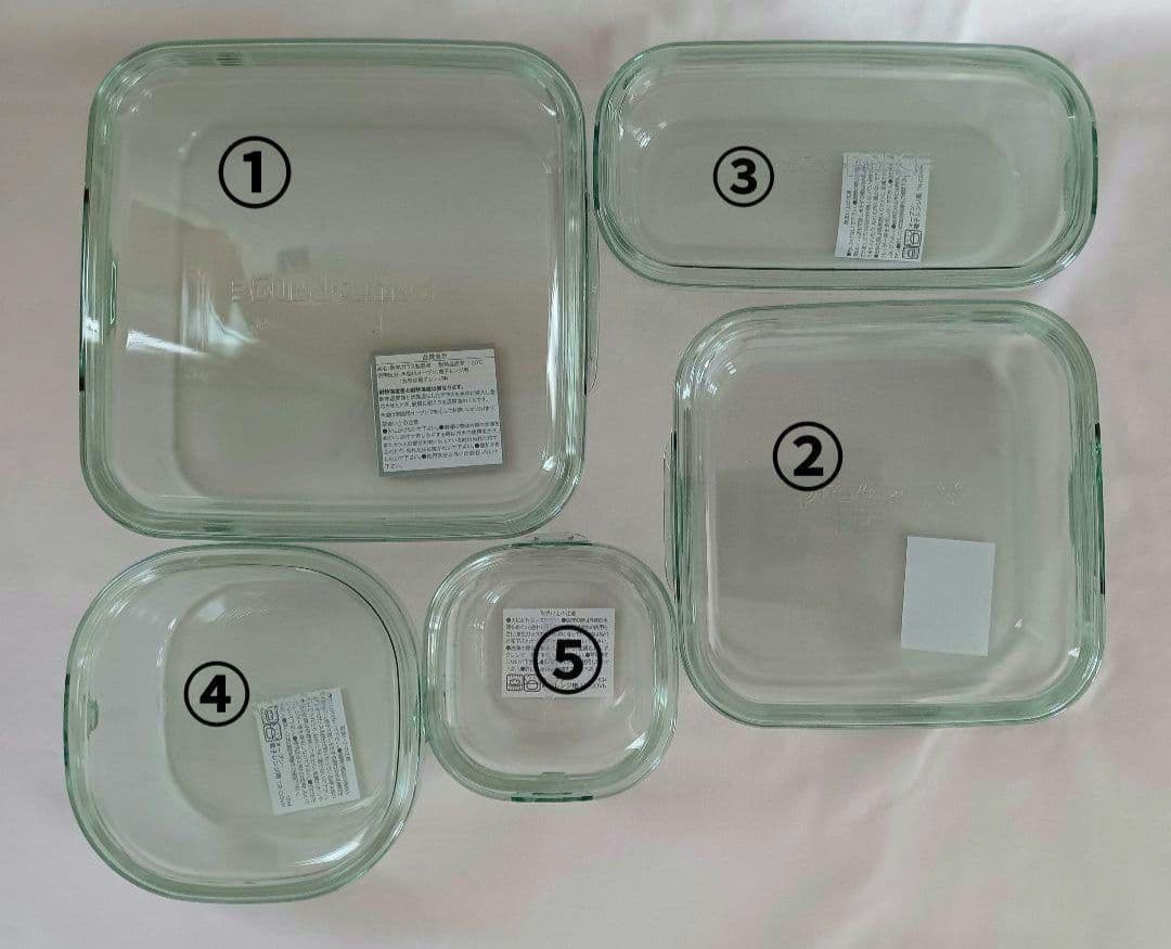 iwaki(イワキ) 耐熱ガラス 保存容器 セット パック&レンジ　グリーン　②