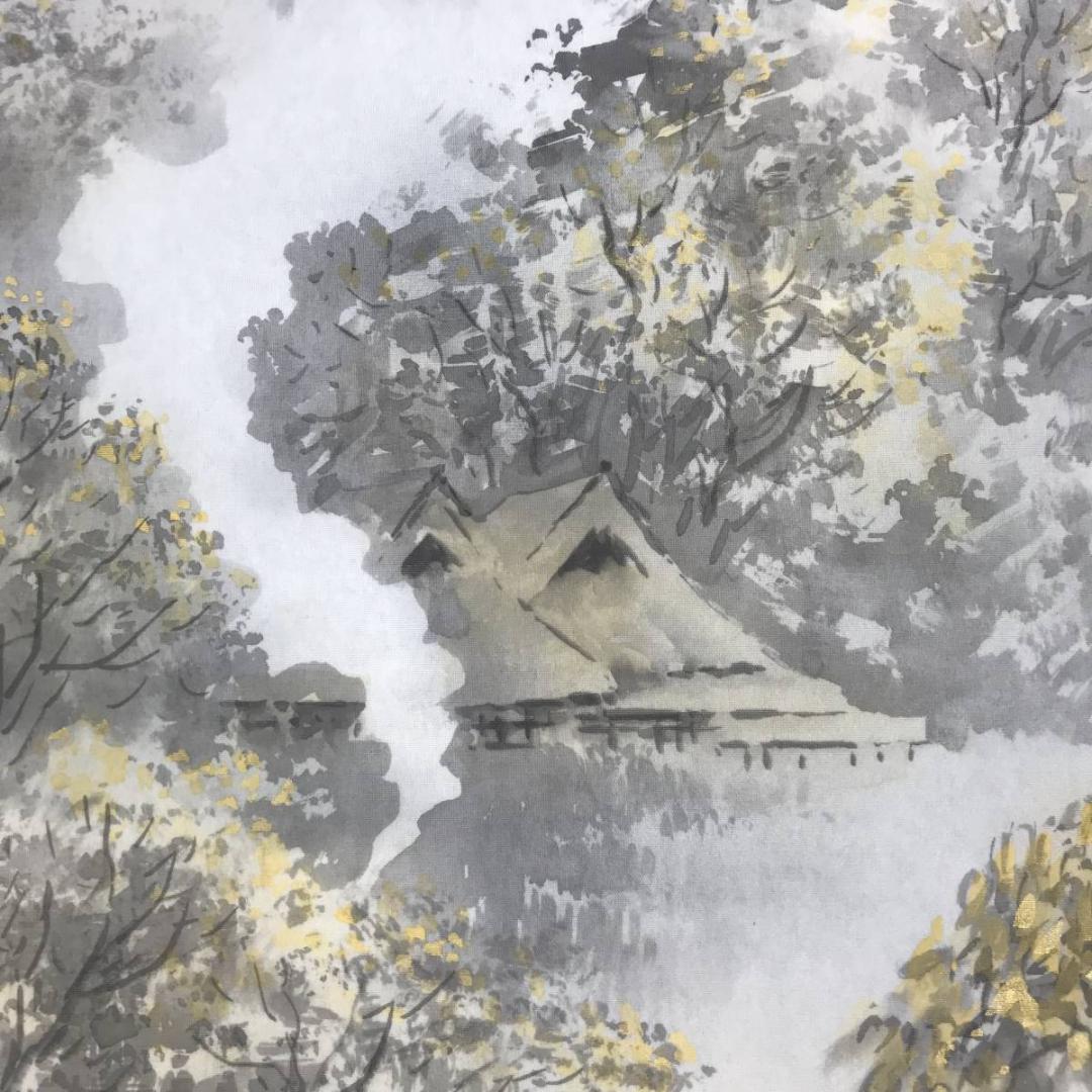 【真作】野中晃司/秋景山水人物図/秋景山水図/秋山帰樵/掛軸☆宝船☆AB-501