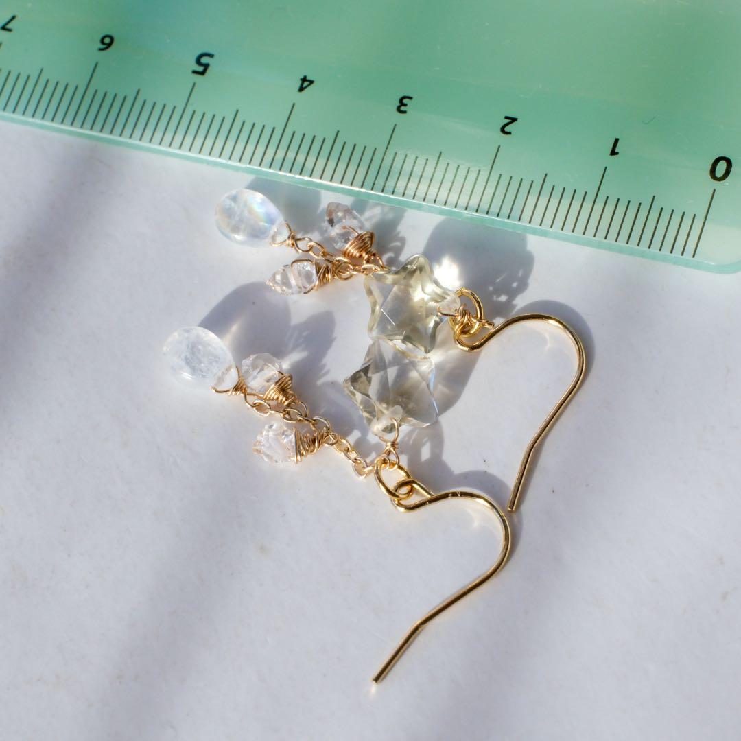 希少！14kgfリビアングラス星ピアス/イヤリング