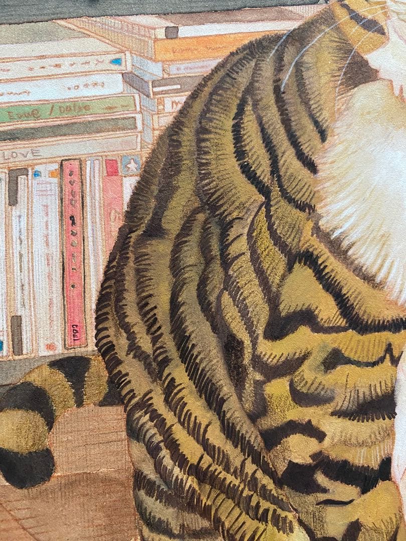 《送料無料》原画「書斎の猫」猫イラスト