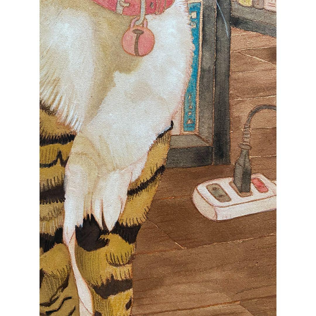 《送料無料》原画「書斎の猫」猫イラスト