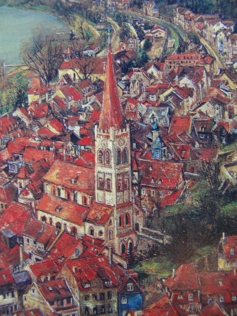 花巻碧、【ぶどう畑からの眺め】、希少な画集画、新品高級額 額装付、状態良好