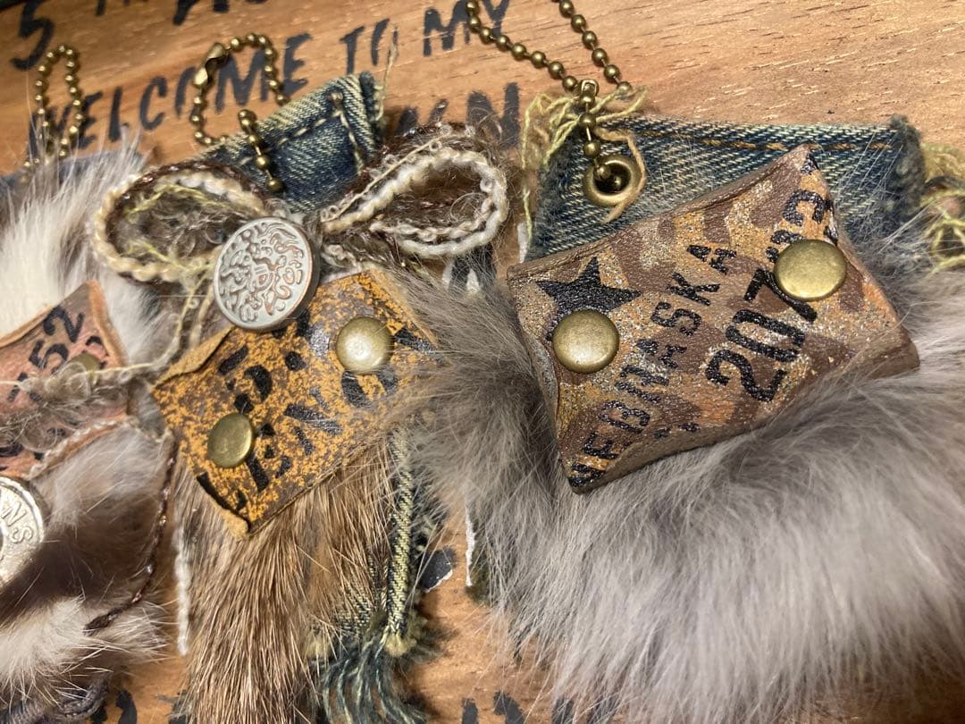 手染めデニム★感謝価格★即購入禁止★リアルファー★革タグC7