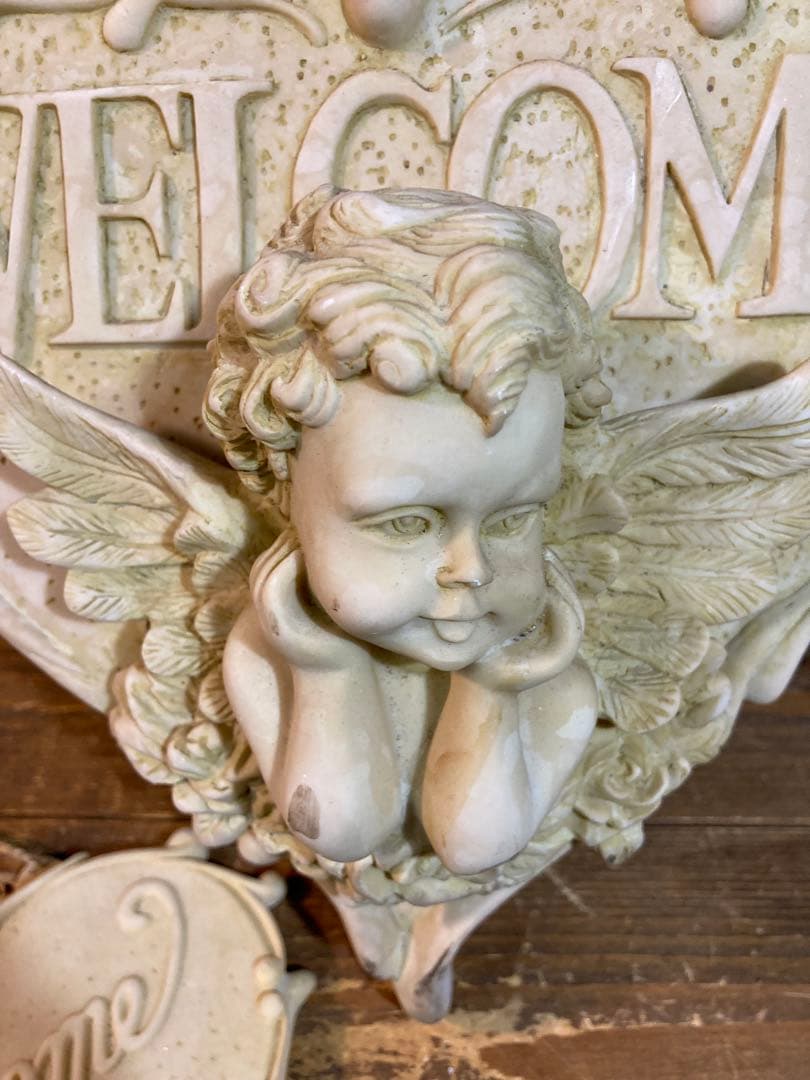 A 天使　エンジェル　壁掛けインテリア　ロココ調　ウェルカムボード　アンティーク
