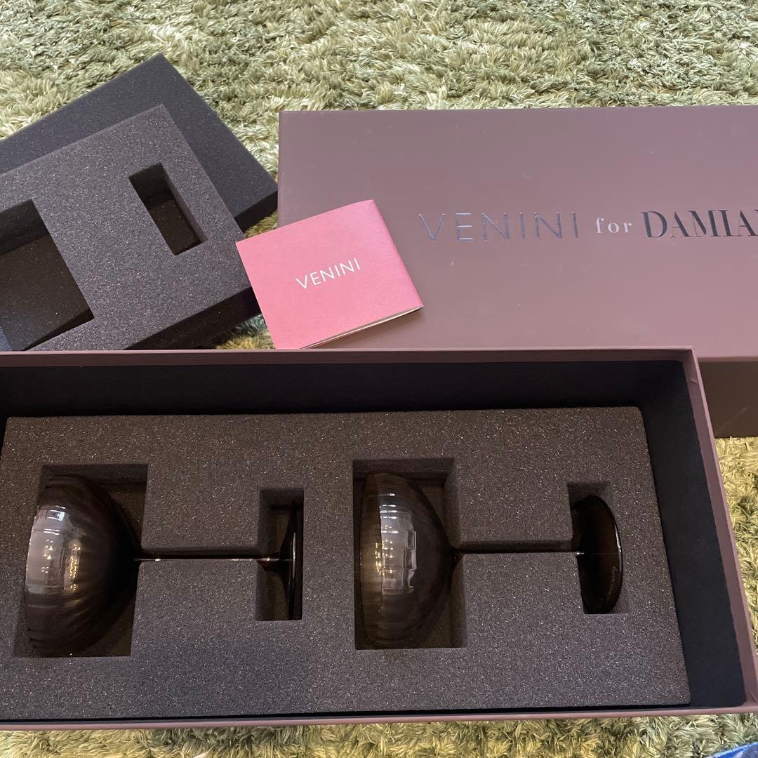 「VENINI FOR DAMIANI」 シャンパングラス　ボリチーネ２客