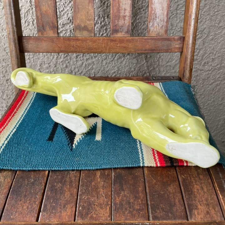 貴重！50'sアメリカアンティーク　黄緑色ジャガーの置物　USA製ヴィンテージ