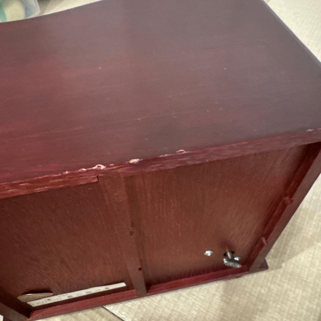 ワインレッド 木製宝石箱３段 オルゴール付 ケース ジュエリー