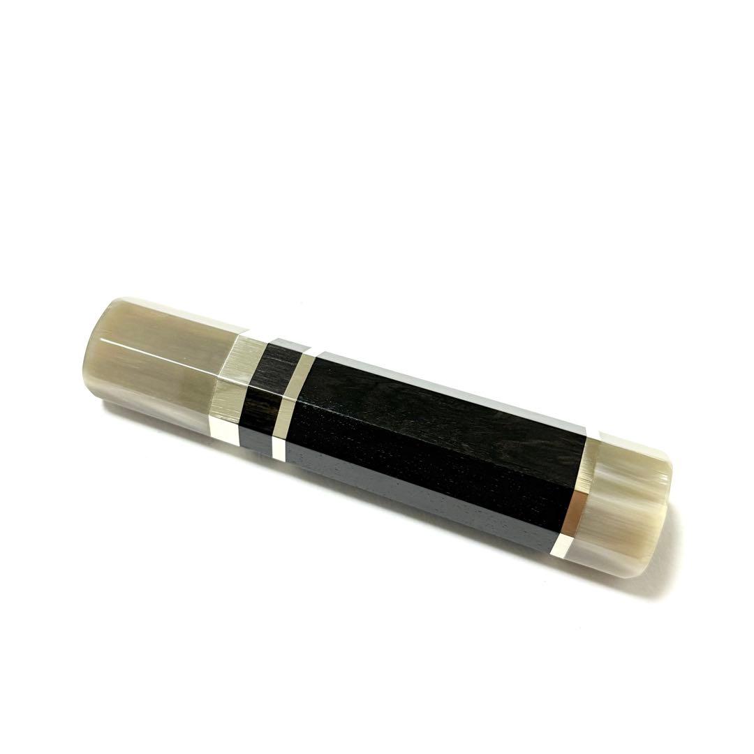 三段銀巻 黒水牛角 出刃6寸 手作り 包丁の柄 出刃180 黒檀八角柄 ハンドル