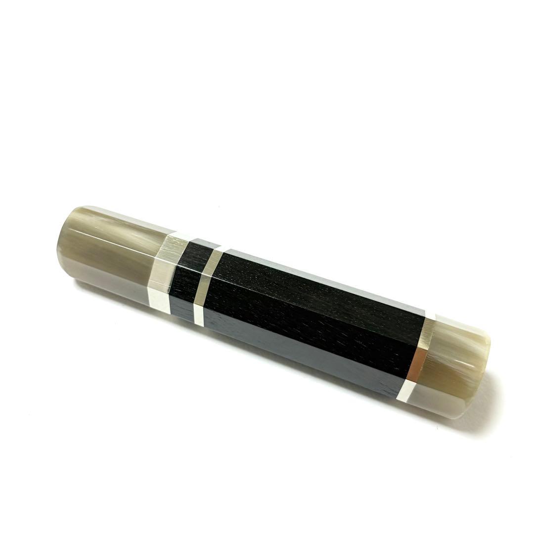 三段銀巻 黒水牛角 出刃6寸 手作り 包丁の柄 出刃180 黒檀八角柄 ハンドル