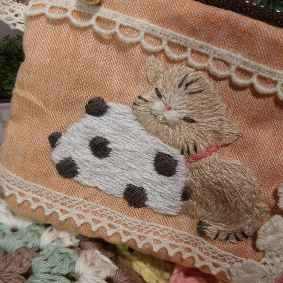 ちまちまポーチ☆あごのせニャンコ☆豆大福ちゃん☆猫